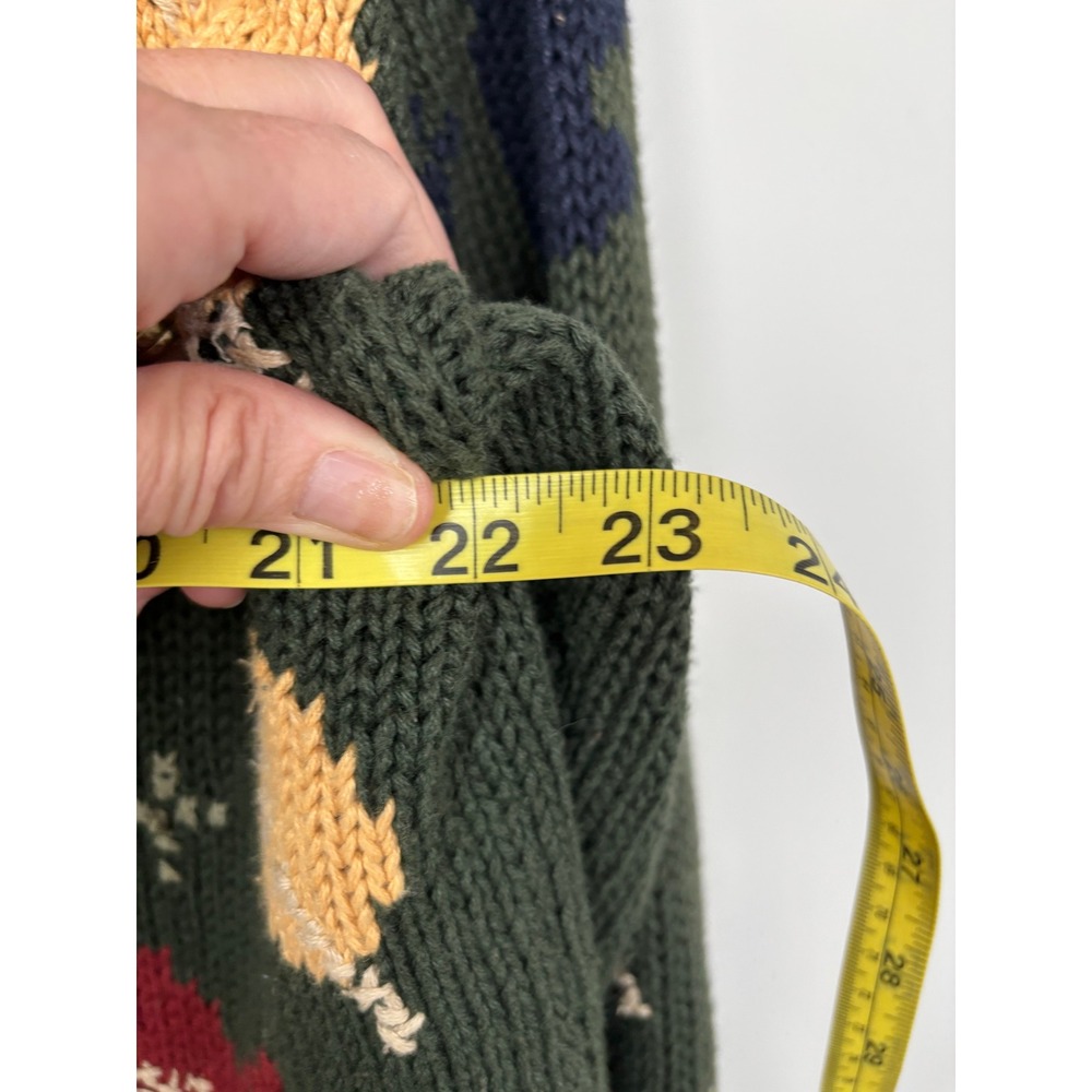 Christopher & Banks Green Hand Embroidered Fall Leaf Cardigan Sweater Medium - Picture 9 of 11